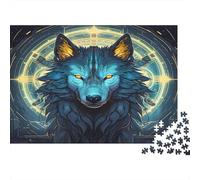 Digital Wolf Art-Fantasy Mystical Design Puzzle for Adults 14-99 Years Stylized Blue Wolf Head Art Educational Game for Home Decor & Gifts 52x38cm/1000pcs
