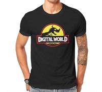 Digital World Digimon and Crest Men T Shirts Nostalgic Anime Adult Printed Unique Tees Short Sleeve T-Shirt Cotton Tops(Medium)