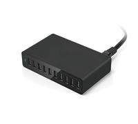 Digitalkey Cargador USB de 10 puertos Multi Device, estación de carga múltiple con interruptor de seguridad e indicador LED, negro