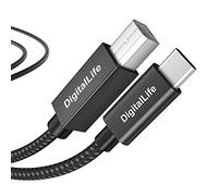 DigitalLife 2.0m USB-C to B MIDI Cable - MIDI Interface Converter for MIDI Keyboards/Controllers (MIDI-CB200, Nylon-Braided)