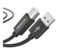 DigitalLife FlexMIDI ProPVC Cable de Interfaz MIDI USB-A a B de 1.8m | PVC/ABS | para Controladores MIDI e Interfaces de Audio USB | Compatible con Windows, macOS, Linux | MIDI-AB180-I