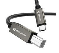 DigitalLife FlexMIDI Vortex Cable de Interfaz MIDI USB-C a B de 2M | Trenzado de Nylon | para Controladores MIDI e Interfaces de Audio USB | Compatible con Windows, macOS, Linux | MIDI-CB200-II