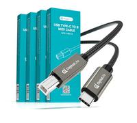 DigitalLife FlexMIDI Vortex pack de 4 Cable de Interfaz MIDI USB-C a B de 2M | Trenzado de Nylon | para Controladores MIDI e Interfaces de Audio USB | Compatible con Windows, macOS, Linux