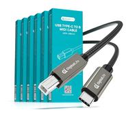 DigitalLife FlexMIDI Vortex pack de 6 Cable de Interfaz MIDI USB-C a B de 2M | Trenzado de Nylon | para Controladores MIDI e Interfaces de Audio USB | Compatible con Windows, macOS, Linux