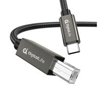DigitalLife FlexMIDI Vortex Series | Cable USB-C a USB-B MIDI 2 m, Nylon Trenzado Con Conector Metálico Para MIDI-Keyboard, Controller, Sintetizador, Compat. Windows, macOS, Linux (1 Pc/Paquete)