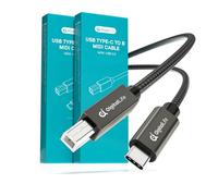 DigitalLife FlexMIDI Vortex Series | Cable USB-C a USB-B MIDI 2 m, Pack de 2 Cables MIDI USB C para Teclado y Controlador, Nylon Trenzado con Conector Metálico, Compat. Windows, macOS, Linux