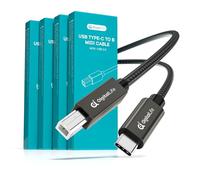 DigitalLife FlexMIDI Vortex Series | Cable USB-C a USB-B MIDI 2 m, Pack de 4 Cables MIDI USB C para Teclado y Controlador, Nylon Trenzado con Conector Metálico, Compat. Windows, macOS, Linux