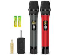 DigitConvert Micrófono inalámbrico, micrófono inalámbrico UHF, doble sistema dinámico de metal con receptor recargable, juego de micrófono para sistema PA, DJs, voz, discurso, iglesia, fiesta, boda