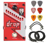 Digitech DROP - Pedal de afinación polifónica con 2 cables de conexión, 2 cables de instrumentos y 6 púas Dunlop