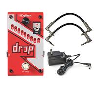 Digitech DROP - Pedal de cambio de tono polifónico compacto con interruptor de pestillo momentáneo y bypass verdadero con fuente de alimentación electrónica y cable de pedal de conexión