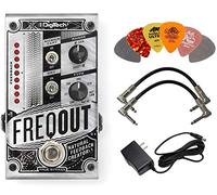 Digitech FREQOUT Natural Feedback Creator Pedal Bundle con fuente de alimentación de 9 V, 2 cables de conexión y 6 púas Dunlop Surtidas