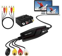 DIGITNOW!Convertidor de Captura de Vídeo USB,Hi8 VHS a DVD Digital Grabber Grabador ,Capturadora de Audio Vídeo para Mac Windows,Digitalizadora y Edite con Adaptador Scart/AV