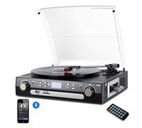 DIGITNOW! Tocadiscos Bluetooth con Estéreo Altavoces,33/45/78 RPM Apoyos Cassette/Radio/Vinilo a MP3 USB Codificación/Aux in