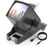 DIGITNOW! Visor de película y diapositivas de 35 mm, visualización iluminada con 3 aumentos LED, funciona con USB/funcionamiento de batería, para diapositivas de 35 mm y negativos de película positiva (4 pilas AA incluidas)