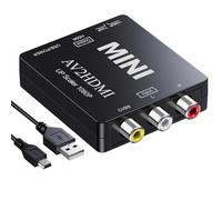 DigitPro Convertidor RCA a HDMI, 1080P Mini RCA AV Compuesto de Audio de vídeo a HDMI Adaptador Compatible con PAL/NTSC para TV/Wii/PC/PS 123/STB/Xbox/VHS/VCR/reproductores