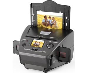 DigitPro Escáner de películas y Fotos 4 en 1 con Tarjeta SD de 8 GB, digitaliza 35 mm/135 Negativos, Diapositivas, Fotos y Tarjetas de Visita a JPG de 22 MP, LCD de 2,4 Pulgadas, sin Necesidad de PC