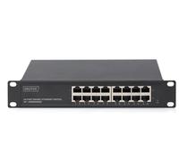 DIGITUS Conmutador de 10", 16 Puertos, Gigabit Ethernet, no administrado, para instalaciones de Red