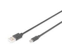 Digitus 1m Length USB 2.0 A Male - Micro B Male Connection Cable - Black