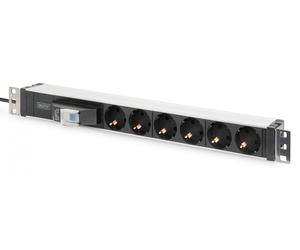 DIGITUS 1U Aluminum PDU, rackmountable 6x safety outlet,16A, 4000W, 250VAC 50/60Hz,