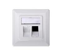 Faceplate for Keystone Jacks, 2x RJ45 dust cover, 80x80 + central plate, pure white