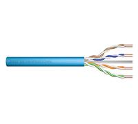 DIGITUS 500 m de Cable de red Cat 6A, U-UTP Simplex, BauPVO Cca, LSZH Libre de Halógenos, 500 MHz de cobre AWG 23/1, Compatible con PoE+, Cable LAN Cable Ethernet, Azul