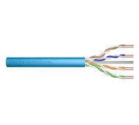 DIGITUS 500 m de Cable de red Cat 6A, U-UTP Simplex, BauPVO Eca, LSZH Libre de Halógenos, 500 MHz de cobre AWG 23/1, Compatible con PoE+, Cable LAN Cable Ethernet, Azul