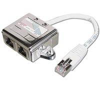 CAT 5e, 2x 1:1, patch cable adapter, shielded 2x RJ45-socket to 1x RJ45-Plug, length 0.19 m