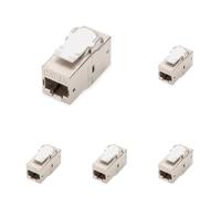 DIGITUS Acoplador Keystone Cat-6A apantallado - 2 tomas RJ45-500 MHz 10GBase-T clase-EA - carcasa metálica (Paquete de 5)