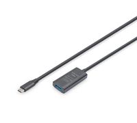 DIGITUS Active USB extension cable - USB-A socket to USB-C plug - 5 m - USB 3.2