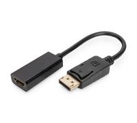 DIGITUS Adaptador / Conversor DisplayPort - DP - HDMI Tipo A St/Bu 0.15m, con enclavamiento, DP 1.1a comp.