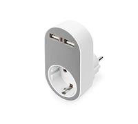 Power Adapter with 2 USB Ports 250V, 50 Hz, USB: 5V, 2.1A, white/grey