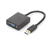 DIGITUS Adaptador de gráficos USB 3.0, USB A a VGA, Full HD, 1920x1080 píxeles, plástico, negro