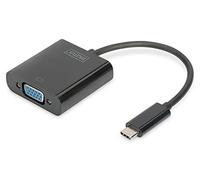 DIGITUS Adaptador de gráficos USB Type-C, USB Type-C a VGA, Full HD 60Hz, 1920x1080 píxeles, plástico, negro