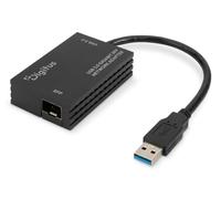 DIGITUS Adaptador de Red de Fibra óptica SFP USB 3.2 Gen1 - 1 Gbit/s | Sin módulo SFP - Plug & Play - Convertidor de USB a fibra óptica - Interfaz de fibra óptica - Negro