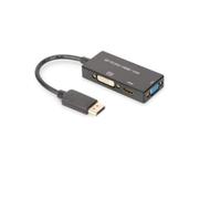 DIGITUS Adaptador gráfico DisplayPort, DP a DVI-D + HDMI + VGA, 4K UHD 30 Hz, ne