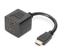 DIGITUS Adaptador gráfico, HDMI tipo A a 2x HDMI tipo A, Full HD 60 Hz, 1920 x 1200 píxeles, negro