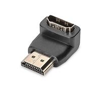 HDMI adapter, type A, 90ø angled M/F, Ultra HD 60p, bl, gold