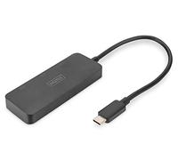 DIGITUS Adaptador gráfico USB-C de 3 Puertos - USB-C a 3X Displayport - 4k60Hz - Multi Stream Transport (MST) - Video Hub - Negro