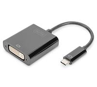 DIGITUS Adaptador gráfico USB-C - USB-C a DVI - FullHD 1080p/60Hz - Cable de 10 cm de Longitud - Negro