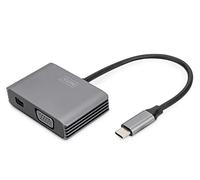 DIGITUS Adaptador gráfico USB-C - USB-C a Mini DisplayPort y VGA - UltraHD 4k/30Hz - DisplayPort 1.4 - Longitud de Cable 20cm - Plug & Play - Gris