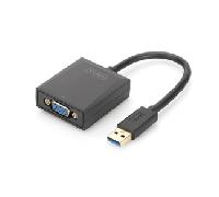 DIGITUS Adaptador de gráficos USB 3.0, USB A a VGA, Full HD, 1920x1080 píxeles, plástico, negro