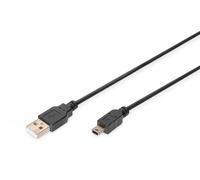Digitus Cable de Conexión USB Tipo A-Mini USB 3m Conform Negro