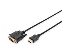 DIGITUS Cable adaptador HDMI - 2 m - HDMI tipo A (Estándar) - DVI-D - Níquel - 1920 x 1080 Pixeles - Cobre