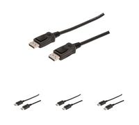 DIGITUS AK-340100-020-S - Cable para DisplayPort (doble apantallado, 20 pines, AWG30, 2 m), color negro (Paquete de 4)