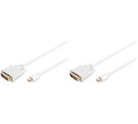 DIGITUS AK-340305-020-W - Cable adaptador de mini DisplayPort a DVI-D (24+1, 2 m), color blanco (Paquete de 2)
