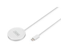 DIGITUS almohadilla de carga inalámbrica para smartphones, 15W de potencia de salida, compatible con MagSafe, carga inductiva, carga inalámbrica, cable de conexión USB-C de 1m, blanco