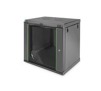 DIGITUS Armario de red - 19 pulg, 12U - 450 mm profundo - Dynamic Basic | Profundidad útil 320 mm - Montaje en pared - Capacidad de carga 60 kg - Puerta de cristal de seguridad - Negro