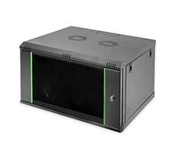 DIGITUS Armario de red - 19 pulg, 7U - 600 mm profundo - Dynamic Basic | Profundidad útil 470 mm - Montaje en pared - Capacidad de carga 60 kg - Puerta de cristal de seguridad - Negro