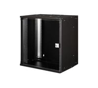 Armario de red montado en la pared de 19" 12U, SOHO PRO 595 x 540 x 400 mm, puerta de vidrio, negro, sin ensamblar, 60 kg