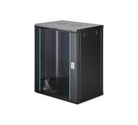 DIGITUS Armario de Red - 19 Pulgadas, 16U - Sin Montar - Dynamic-N - Negro | 450 mm de profundidad - 320 mm de profundidad útil - Montaje en pared - Capacidad de carga de 60 kg - Puerta de cristal